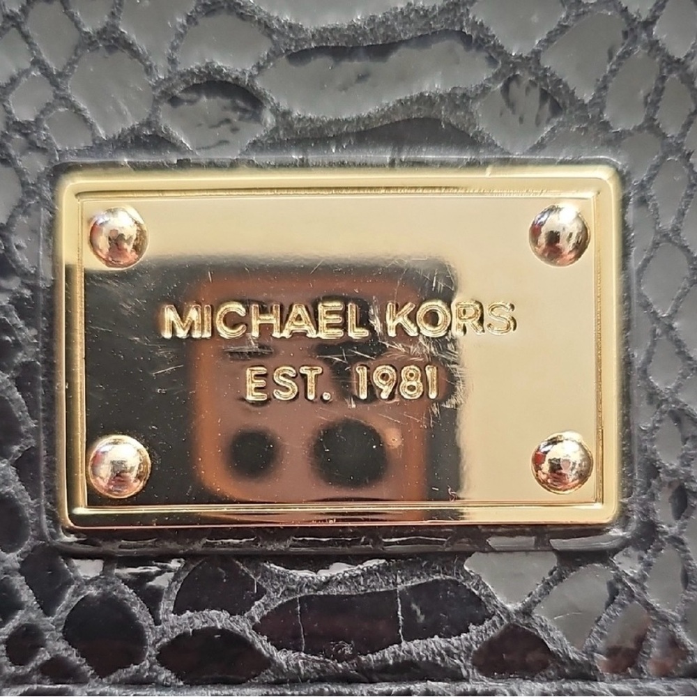 Michael Kors Black Snakeskin Clutch 13”x 9”  Like New - Picture 7 of 9